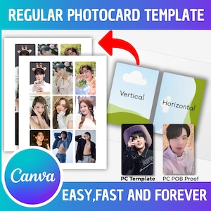 K-Pop Photocard Canva Template, Official Photocard Size Personal Gift Ideas Kpop Fan Personalized Custom Frame Printable Download Freebie