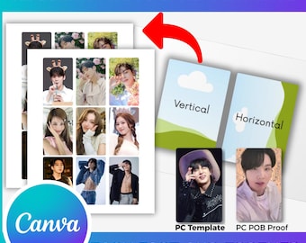 K-Pop Photocard Canva Template, Official Photocard Size Personal Gift Ideas Kpop Fan Personalized Custom Frame Printable Download Freebie