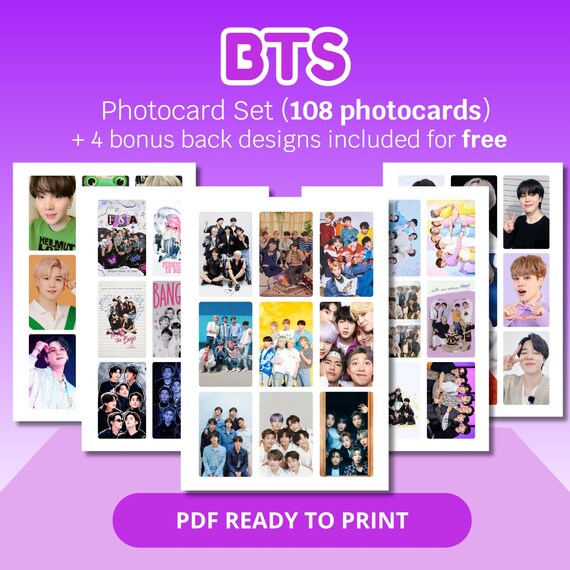Bts 108 Photocard Set Freebie Digital Download Ready to print kpop Group & Member Designs