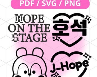 J-hope Design Bundle 4 Svg/Dxf/Png/Pdf BTS Army Freebie kalkomania Army Bomb