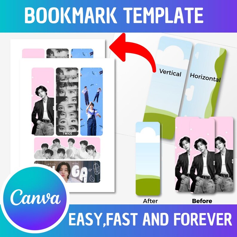 Editable Canva Bookmark Template Printable Bookmarks – DIY, Aesthetic ...