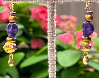 Day Of The Dead Earrings, Colorful Sugar Skull Earrings, Halloween Earrings, Dia De Los Muertos Jewelry, Catrina, Latina Jewelry