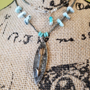 Southwestern Pyrite Double Wrap Choker, Rodeo Choker Necklace, Boho Arrow Pendant Turquoise Choker, Long Pyrite Turquoise Pendant Necklace image 10