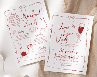 Editable Vino Before Vows Bachelorette Invitation: Hand Drawn Style (Easy Download) CPCBS531