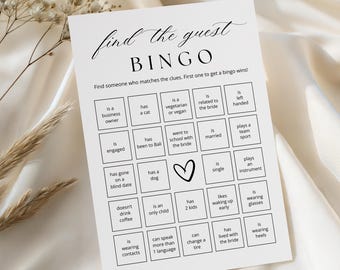 Editable Find the Guest Bingo Printable Bridal Shower Game (Easy To Edit Canva Template) CPCBRG101