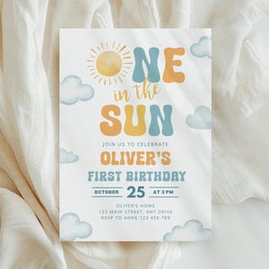 Inbjudan till "One in the Sun": Inbjudan till 1-årsdag (redigerbar mall) CPCBI941