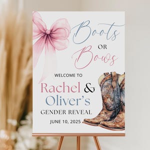 Editable Western Boots or Bows Gender Reveal Welcome Sign Template, Boots or Bows Welcome Sign, Blue or Pink Welcome Sign, CPCGR145