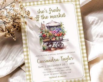 Fresh Off The Market Bridal Shower Invite: Print at Home Invite (Editable Template) CPCBR438
