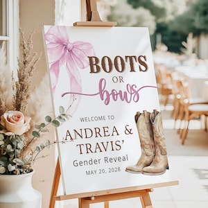 Boots or Bows Gender Reveal Welcome Sign, Western Boy Girl Gender Reveal Welcome Sign Template, Cowboy Cowgirl Party Poster Sign CPCGR142