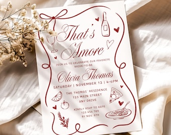 Editable That's Amore Bridal Shower Invitation Whimsical Hand Drawn Theme Engagement Party Decor Bridal Shower Printable Invite CPCBR452