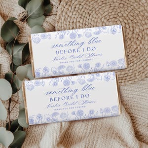 Something Blue Before I Do Bridal Shower Chocolate Label: Minimalist Design (Easy To Edit Canva Template)  CPCBR461