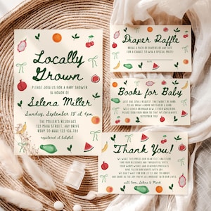 Hand Drawn Style Locally Grown Baby Shower Diaper Raffle Bundle (Editable Template) CPCBS236