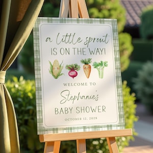A Little Sprout Baby Shower Welcome Sign Locally Grown Canva Farmers Market Baby Welcome Sign Farm Baby Shower Instant Download CPCBS253