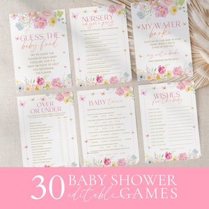 30 Baby In Bloom Baby Shower Games Bundle: Floral Garden Theme (Editable Printable Template) CPCBS519