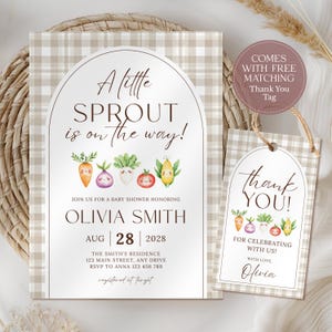 Little Sprout Baby Shower Invitation Template A Little Sprout is on the Way Baby Shower Invite Editable Little Sprout Invitation CPCBS251