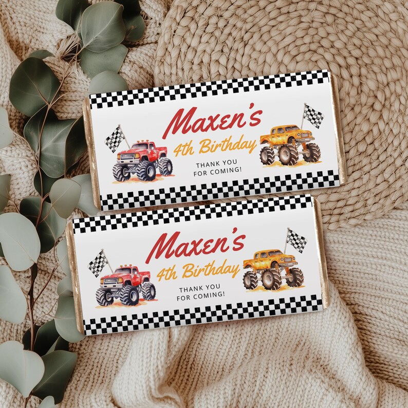 Invitación editable de Monster Truck: Need Four Speed para el 4.º cumpleaños (descarga instantánea) CPCBI452 imagen 12