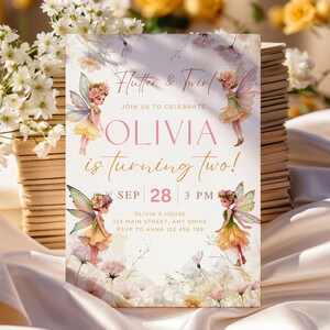 Editable Fairy First Birthday Invitation Template Garden Fairy Birthday Invite Enchanted Forest Fairy Birthday Invite For Girls CPCBI313