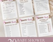 20 Gender Reveal Games Bundle Template, Boots or Bows Gender Reveal Party Games, He or She Baby Shower Games, Boy or Girl Printable CPCGR142