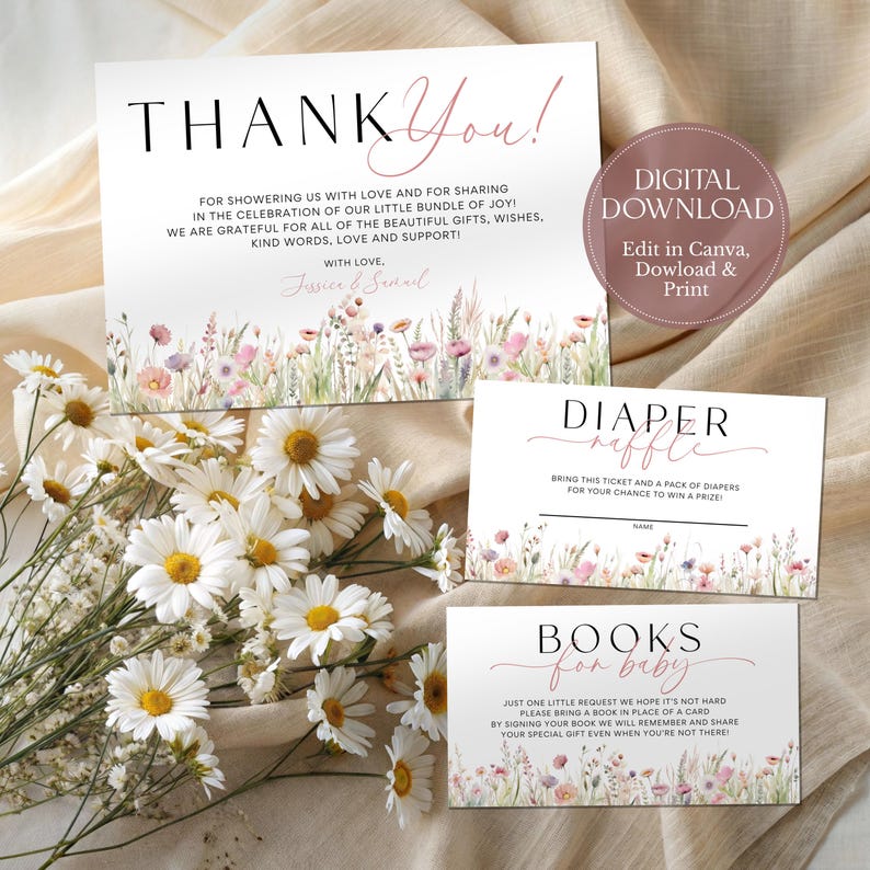 Baby Sprinkle Invitation, Floral Baby Shower Invite, Wildflower Baby Shower Invite, Baby In Bloom Floral Baby Shower Template, CPCBS171 image 9