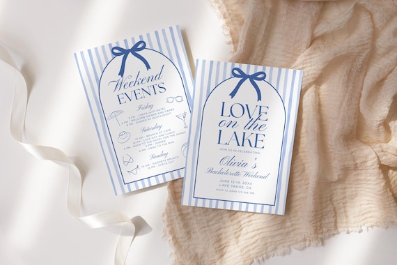 Editable Love on the Lake Bachelorette Party Invitation Hand Drawn Lake Bachelorette Party Invite Lake Itinerary Weekend Invite CPCBR482