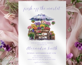Minimalist She's Fresh Off The Market Bridal Shower Invite (Editable Canva Template) CPCBR436