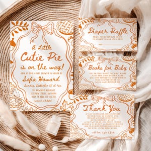 Cutie Pie Baby Shower Invitation, Fall Baby Shower Invite Template, Books for Baby, Diaper Raffle, Cutie Pie Baby Shower Invitation CPCBS265