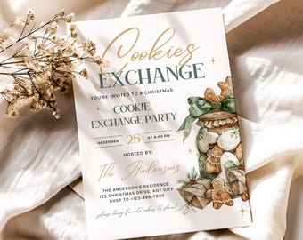 Christmas Cookie Exchange Printable Invite Winter Holiday Cookie Exchange Party Editable Fun Cookie Swap Christmas Party Invite CPCCP162