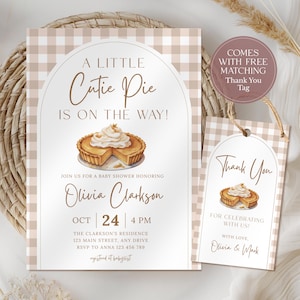 Bewerkbare Cutie Pie-doucheuitnodigingssjabloon Cutie Pie is onderweg Babyshower uitnodiging Little Cutie Pie babyshower uitnodiging CPCBS266