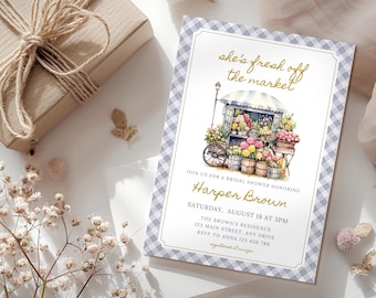 She's Fresh Off The Market Bridal Shower Invitation: Flower Shop Theme (Digital Download) CPCBR437