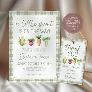 A Little Sprout Baby Shower Invitation Locally Grown Canva Farmers Market Baby Invitation Farm Baby Shower Instant Download CPCBS253