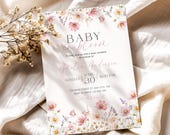 Minimalist Wildflower Invite: Baby in Bloom Baby Shower Invitation (Editable Template) CPCBS514