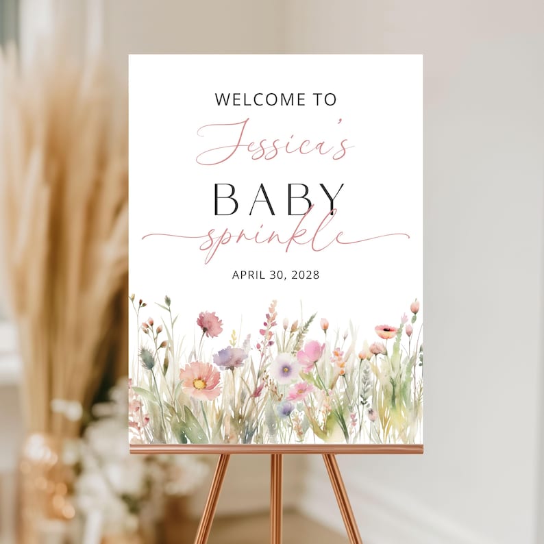 Baby Sprinkle Invitation, Floral Baby Shower Invite, Wildflower Baby Shower Invite, Baby In Bloom Floral Baby Shower Template, CPCBS171 image 7
