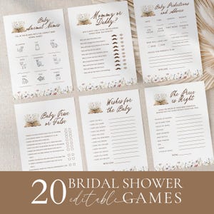 20 A New Chapter Begins Baby Shower Games Bundle: Hand Drawn Style (Editable Template) CPCBS301