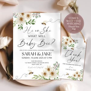 What Will Baby Bee Gender Reveal Party Baby Bee Gender Reveal Invite Gender Neutral Invitation Editable Template Instant Download CPCGR502