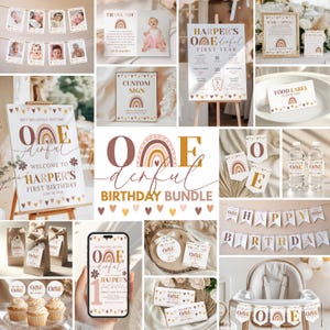 Boho Rainbow First Birthday Invitation Bundle, Isnt She Lovely Isnt She Onederful Birthday Invitation, Rainbow 1st Birthday Invite, CPCBI201