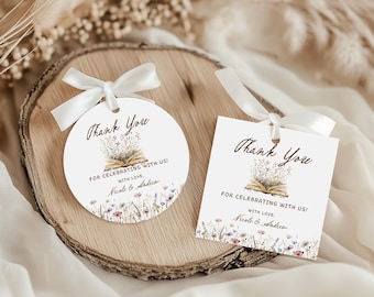 A New Chapter Begins Baby Shower Thank You Tag: Hand Drawn Theme Gender Neutral Tag (Editable Template) CPCBS301