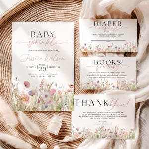Baby Sprinkle Invitation, Floral Baby Shower Invite, Wildflower Baby Shower Invite, Baby In Bloom Floral Baby Shower Template, CPCBS171 image 8
