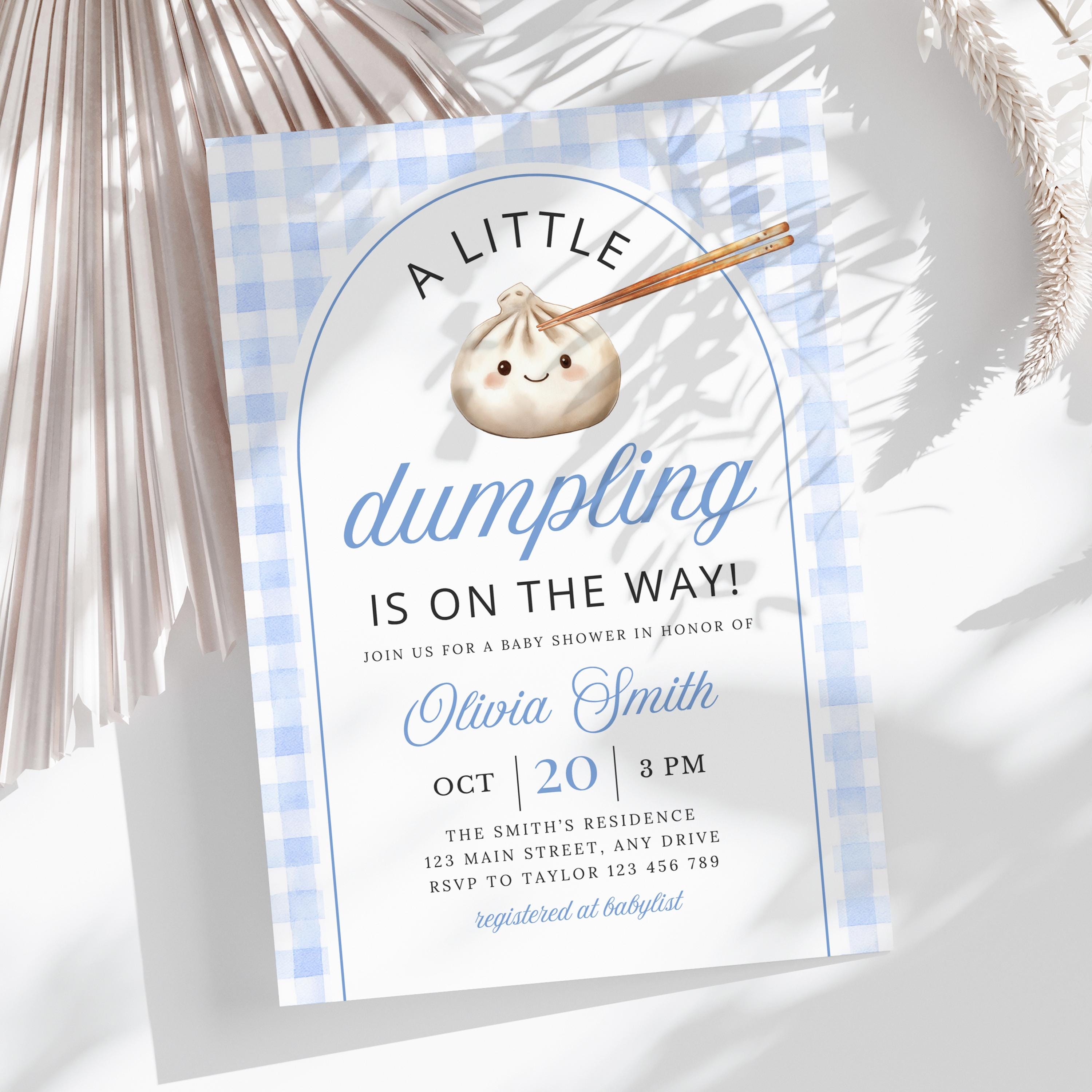 Mini Dumpling Label Editable Blue Little Dumpling Baby Shower Water Bottle Label Boy Blue ...