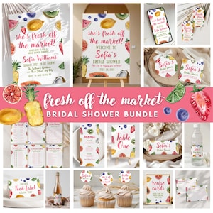 She&#39;s Fresh Off The Market Bridal Shower Invitation Bundle, Farmer&#39;s Market Bridal Shower Invite Set, Editable Off The Market CPCBR422