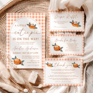 Cutie Pie Baby Shower Invitation, Fall Baby Shower Invite Template, Books for Baby, Diaper Raffle, Cutie Pie Baby Shower Invitation CPCBS264