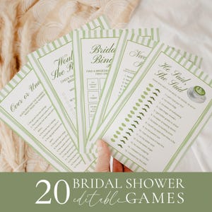 20 She Found Her Perfect Matcha Games Bundle: Matcha Bridal Shower Games Set (Easy To Edit Canva Template) CPCBR541