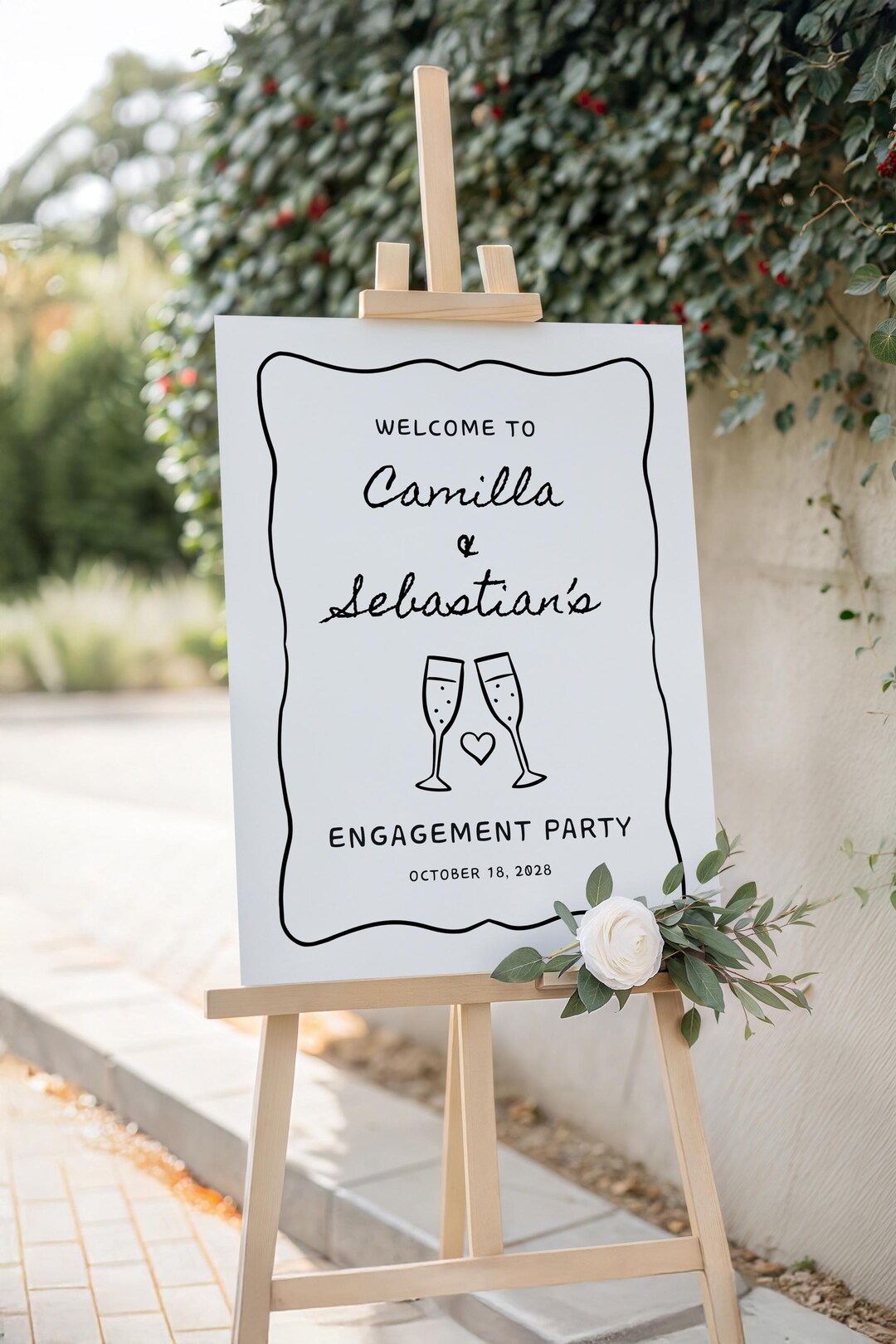 To Invite Sign Editable Whimsical Engagement Party Invite: Hand Drawn Style the Night ...