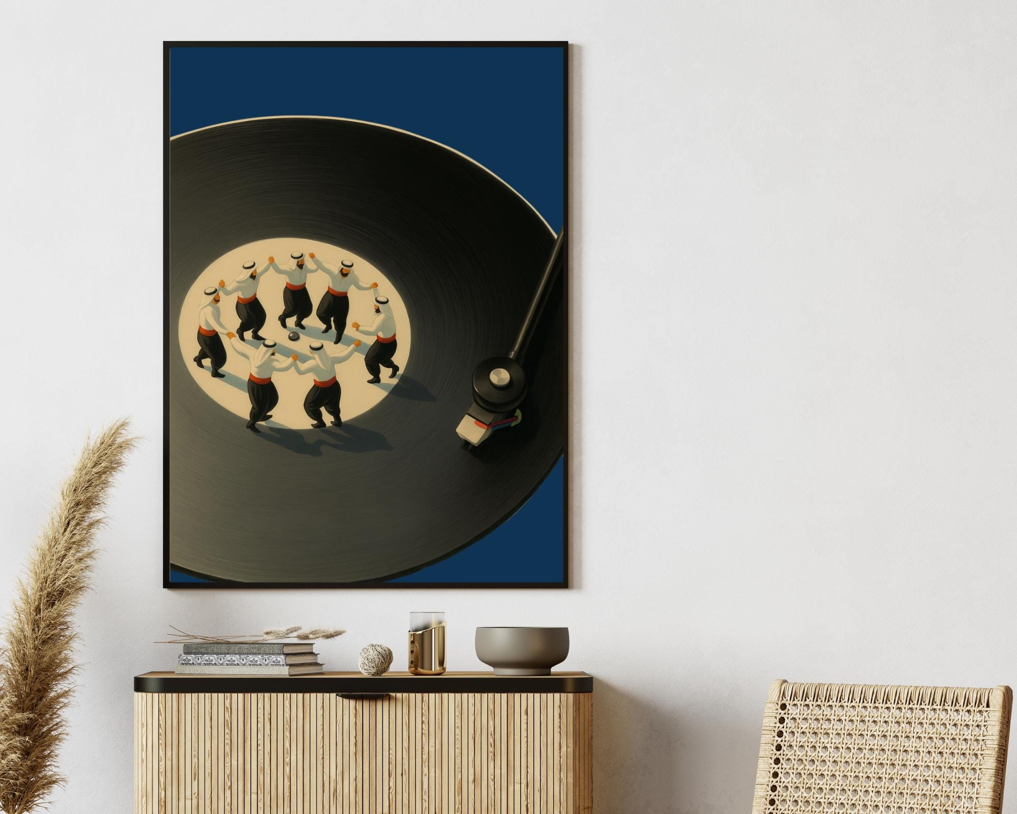 Retro Dabke Vinyl Record Art Print | Arabic Music Wall Art