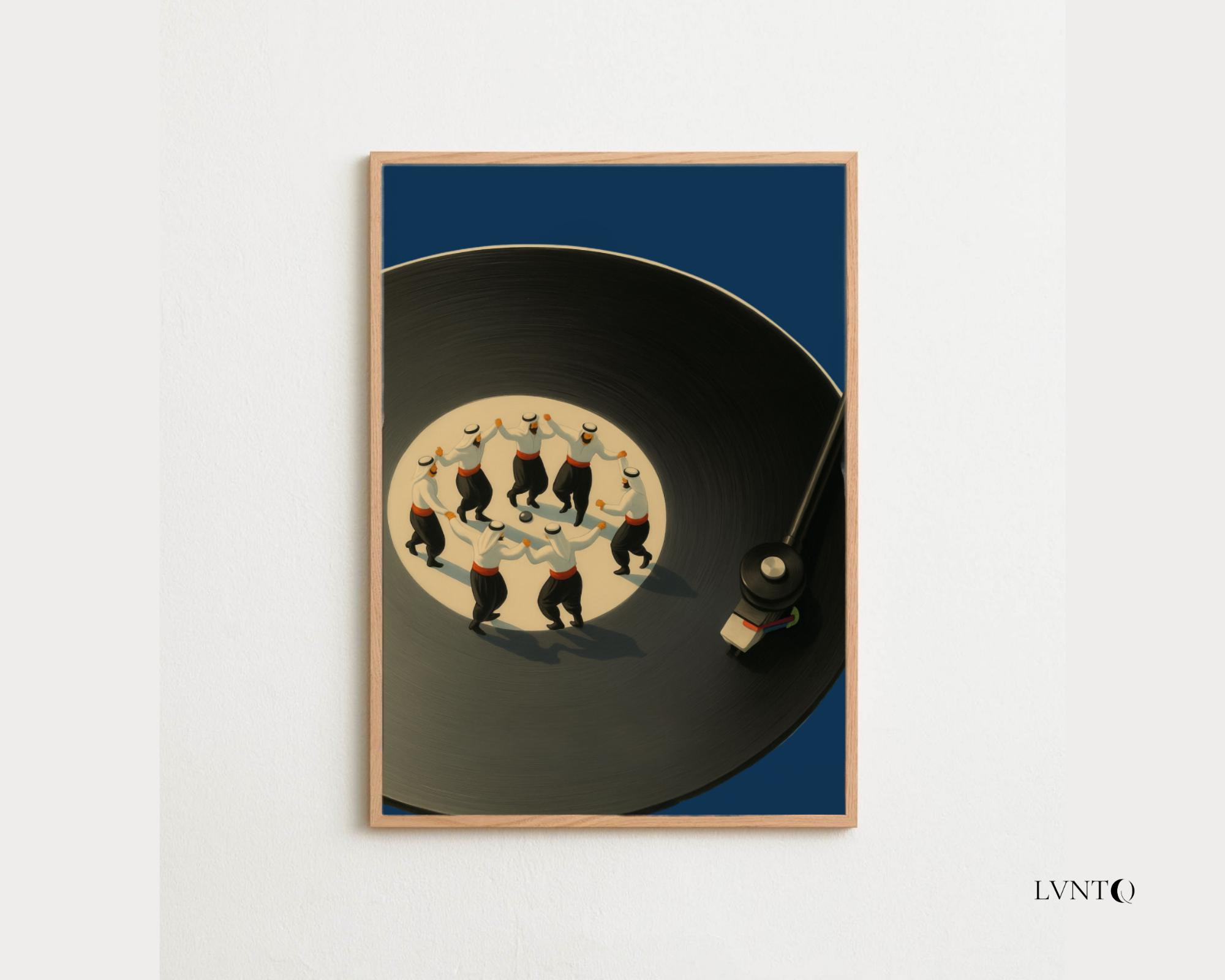 Retro Dabke Vinyl Record Art Print | Arabic Music Wall Art