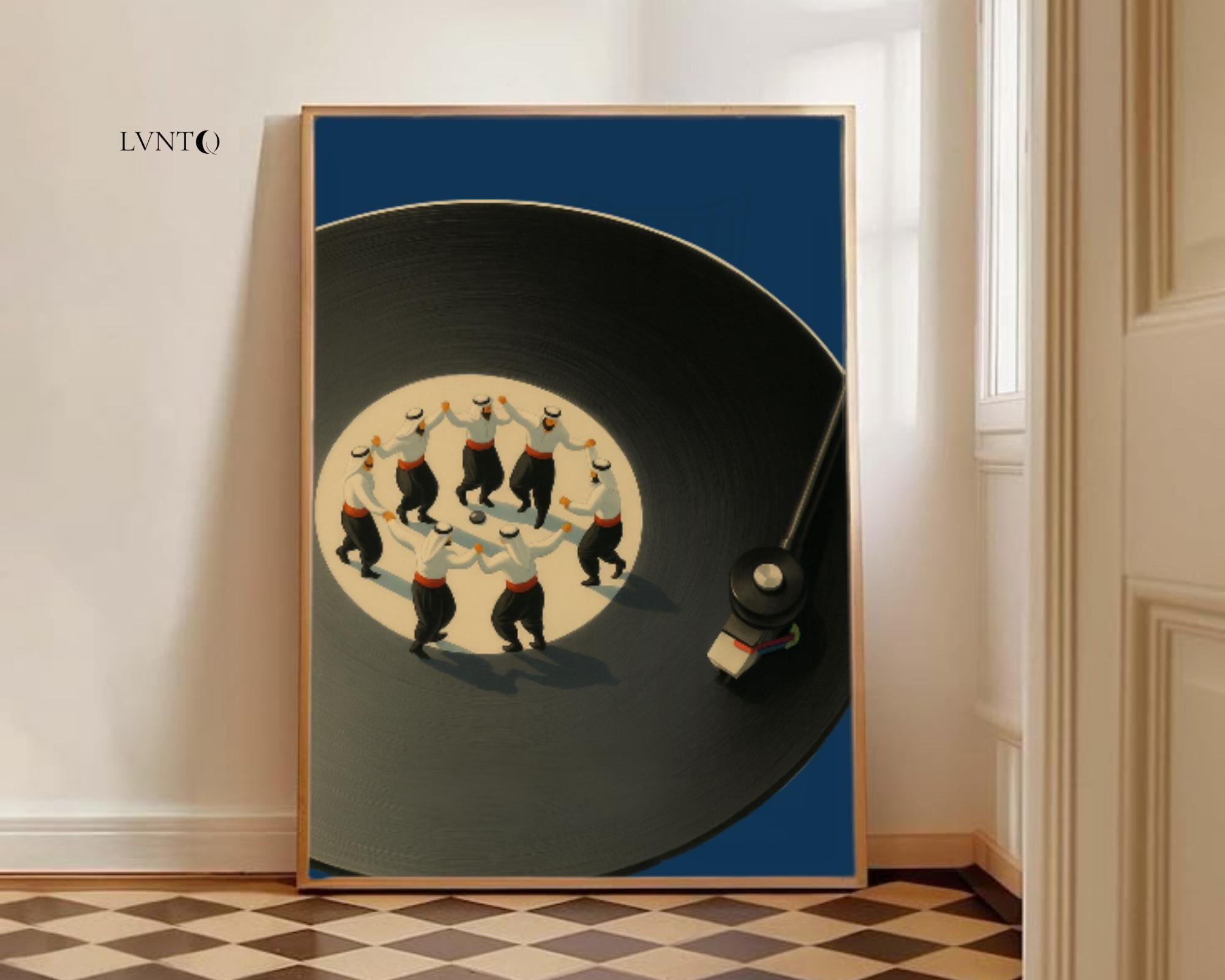 アート・デザイン・音楽 HANDCRAFTED MODERN Retro Dabke Vinyl Record Art Print | Arabic Music Wall Art