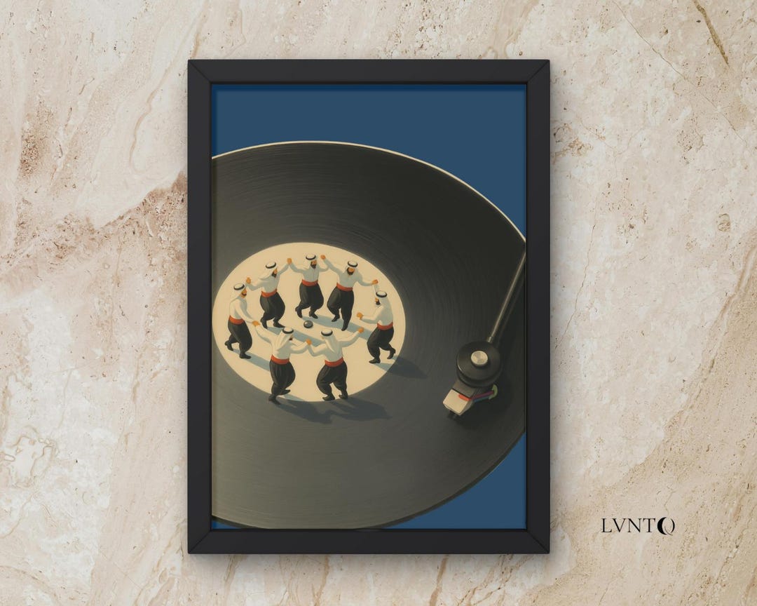 Retro Dabke Vinyl Record Art Print | Arabic Music Wall Art