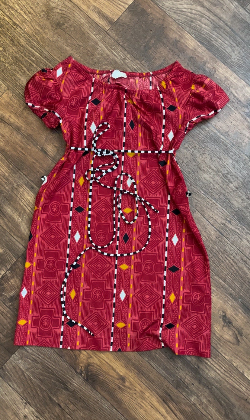 Vintage Red Puff Sleeve Muumuu Red and Black Snake Hawaiian Dress Size ...