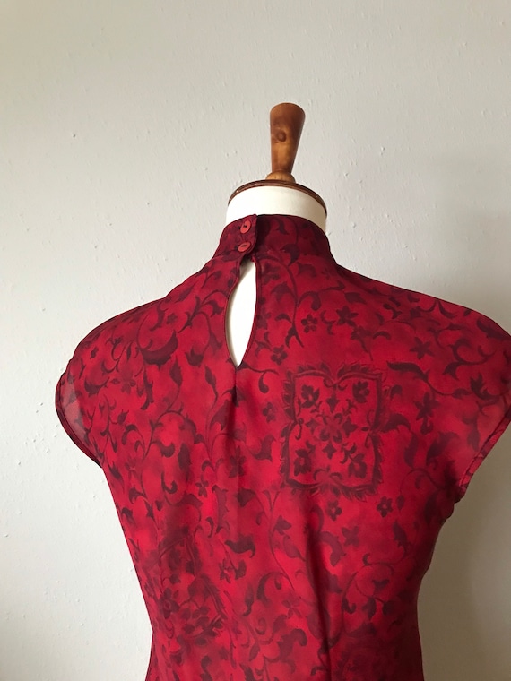 Vintage red cheongsam size small - image 9