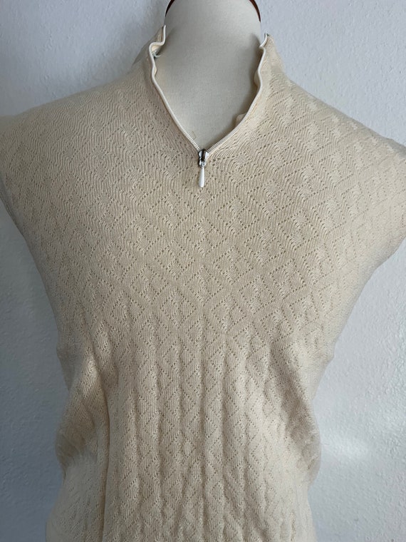 Vintage cream 50s knit shell top size small - image 5