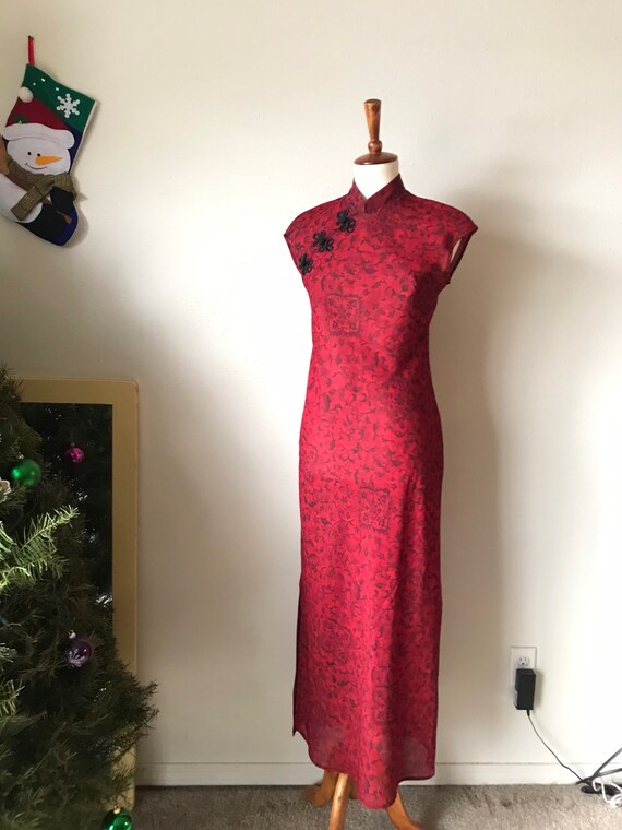 Vintage red cheongsam size small - image 8